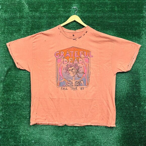 Grateful Dead Fall '89 Tour orange distressed T-shirt in size XXL - Picture 1 of 4